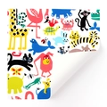 DIY children gift wrapping paper featuring colorful hand-drawn cartoon animal illustrations - Octopus Pattern / 50x70cm