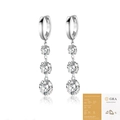 Elegant 925 silver moissanite earrings with three-stone drop design and GRA certificate - E13916 Three-Stone Moissanite Hoop (with GRA) / 2ct+1ct+0.5ct