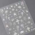 Holographic white spider web and rose nail art stickers with laser finish M-220 - Laser Silver Spider Rose (M-226)