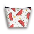 Watermelon pattern makeup bag with black zipper for portable cosmetic storage - Cartoon Watermelon