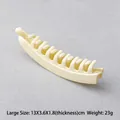Large cream beige banana hair clip for women featuring a sturdy multi-tooth grip structure - Large / Milky White