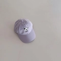 Detailed close-up of cute cartoon dog embroidery on lavender breathable baseball cap - 52-54cm 3-6 Years / Light Purple