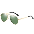 Occhiali da sole aviator classici con montatura in metallo dorato e lenti verde scuro - Montatura Oro Lenti Verdi C4
