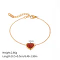 Detail of 18K gold plated chain with red agate heart pendant and adjustable clasp - Red Agate Heart Adjustable Bracelet (JDBW2312006)