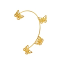 Golden butterfly ear cuff featuring four delicate wings inlaid with white rhinestones - Gold C Style Left