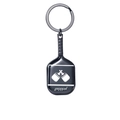 Portachiavi nero con racchetta da pickleball, logo bianco e anello in metallo - Racchetta da Pickleball in Metallo B / Nero