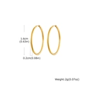 Polished 18k gold plated 1.6cm stainless steel hoop earrings with 2mm thickness - 2*16mm / Gold