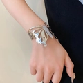 Elegant hollow silver butterfly open cuff bracelet in a stylish metallic textured design - Cutout Butterfly Shape (20#)