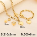 Goldenes Gliederketten-Schmuckset mit Herzanhängern, Halskette, Armband und Ring - Größe 6 / Ring / Gold