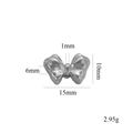 Silver bow-shaped stainless steel bead 15x10mm with size and weight measurements - Style C / Steel