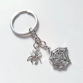 Silver metal keychain featuring detailed spider and spider web pendants on white background - Spider and Web Style (4#)