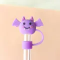 Lila Silikon-Fledermaus-Strohhalmabdeckung 10mm Staubschutzkappe für Party-Dekorationen - Lila Fledermaus
