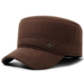Dunkelbraune Wintermütze für Herren mit dickem Fleece und warmem Ohrenschutz im Militärstil - Verstellbar / Kaffeebraun