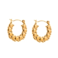 Detailed view of golden bubble textured earrings made of premium stainless steel - Gold Beaded Texture Style (CBGE0042JS)