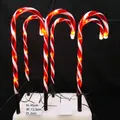 Outdoor LED Christmas candy cane stake lights in red and white stripe for garden decor - Style 12-Warm White Candy Cane Stakes (5pcs) / Height 45cm