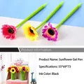 Sunflower-shaped 0.5mm black gel pens in red, yellow, and purple floral variants - Sunflower-Black Ink