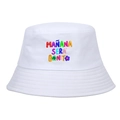 Cappello a secchiello bianco con ricamo floreale colorato Mañana Será Bonito - Taglia unica / Bianco