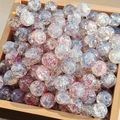 Mixed pink and blue ice crackle glass beads in a wooden box for DIY jewelry making - M55# Gorgeous Pink [10MM Water Dyed]