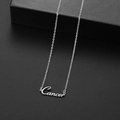 Minimalist silver stainless steel Cancer zodiac pendant necklace on black background - Cancer Steel