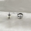 Classic silver huggie earrings featuring sparkling square-cut cubic zirconia stones - Silver White Zircon / Silver