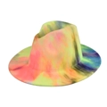Detailed shot of neon tie-dye fedora hat with vibrant yellow and orange felt textures - Adult 56-60cm / Neon Multi-color Tie-Dye