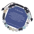 Detailed macro view of Morse code Amazonite stone bracelet on To My Mom gift card - To My Grandma-Morse Bracelet