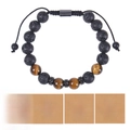 Gevlochten herenarmband van lavasteen en tijgeroog met verstelbaar koord en cadeaukaart - 10MM-Lavasteen / Aan Mijn Geweldige Vriend