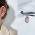 Pink teardrop zircon stud earring set with stainless steel screw back for ear piercings - EGD28 Pink Teardrop Star Moon