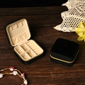 Portable black velvet jewelry box with zipper and multi-functional internal dividers - Velvet Dark Black (No Mirror)