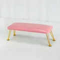 Pink faux leather manicure footrest with elegant gold metal legs for nail salons - Dreamy Pink (Round Pad Gold Wire Legs)