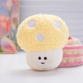 Portachiavi a fungo giallo in peluche con viso carino e consistenza morbida - Giallo