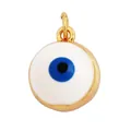 Evil eye round pendant with gold-plated frame and white enamel inlay for jewelry - M659608 / White
