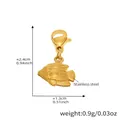 Détail du pendentif poisson en acier inoxydable doré avec mesures et fermoir mousqueton - D197-Breloques Poisson Dorées (Pack de 4)