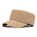Adjustable khaki cotton cadet cap with breathable metal eyelets and a curved visor - Khaki