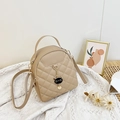 Mini sac à dos kaki matelassé pour femme avec pendentif chat mignon et sangles réglables - Kaki