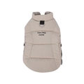 Quilted beige warm dog vest with metal D-ring and Every Step counts print - S / Khaki