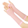 Neon pink long fishnet fingerless gloves for punk party and nightclub styling - One Size / Pink