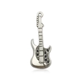Antique silver electric guitar charm pendant for DIY jewelry and necklaces - Guitar Shape (4841)