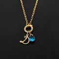 Elegante gouden roestvrijstalen ketting met hart hanger letter D en blauw kristal voor dames - Letter D / Goud