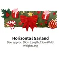 50cm horizontal Christmas vine garland with red sequin bow and festive ornaments - 50cm Horizontal Garland