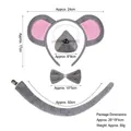 Grey plush mouse ears headband set with nose, bowtie and tail for Halloween costume - Gray Mouse Headband, Nose, Bow Tie, and Clip-on Tail
