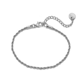 Vista de detalle de pulsera de cadena de cuerda de acero inoxidable plateada con cierre - 2mm / Color Acero