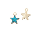 Star-shaped alloy pendants in blue enamel and textured gold finish for DIY jewelry - Translucent Blue Star 9x11mm