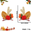 Glittery gold reindeer antler hair clips with bells and plush ears for Christmas decor - Red Ball Flower Gold Antler