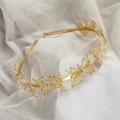Elegant gold metal headband with detailed hollow butterfly design for bridal hair accessories - 22#