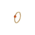 Detail of beaded gold-plated stainless steel ring featuring a faceted orange gemstone - Single Coffee Ring