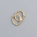 Golden twisted hoop earrings with teardrop gemstone and minimalist S925 silver core - Gold (White Zirconia)