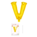 Goldener Folienballon Buchstabe V mit Zubehör und Display-Karte für Geburtstag - Buchstabe V / Gold