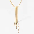 Golden Y-shaped snake chain necklace featuring triangle pendant and cascading tassels - Gold Style (D1025)