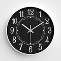 Modern 12-inch wall clock featuring a black dial with bold white Arabic numerals - Black Dial White Frame